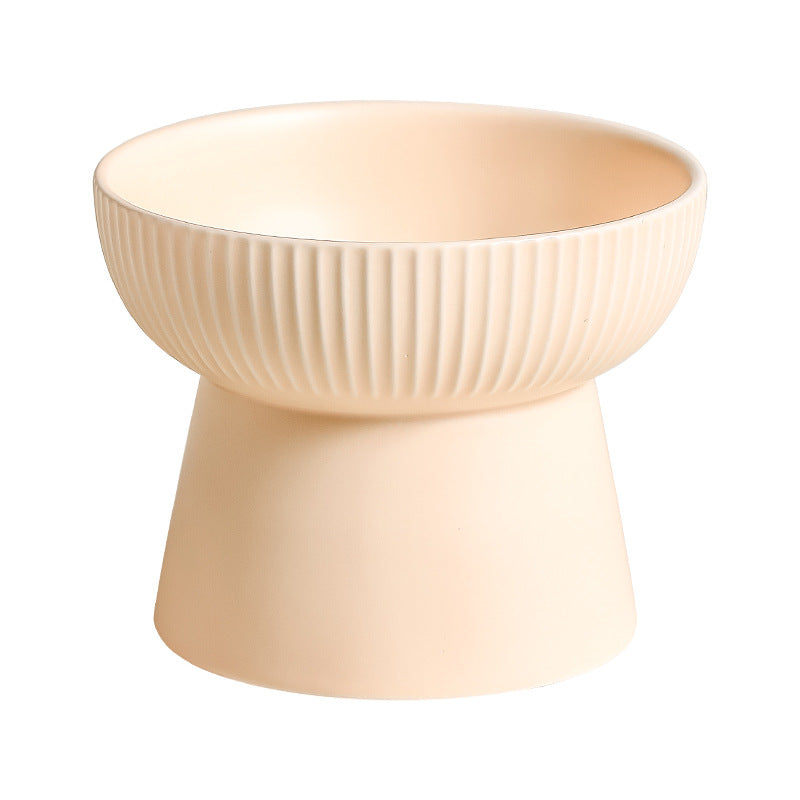 KFX-9328573 Anti-Tumble Porcelain Pet Rice Bowl in Striped Design - Multiple Color Options