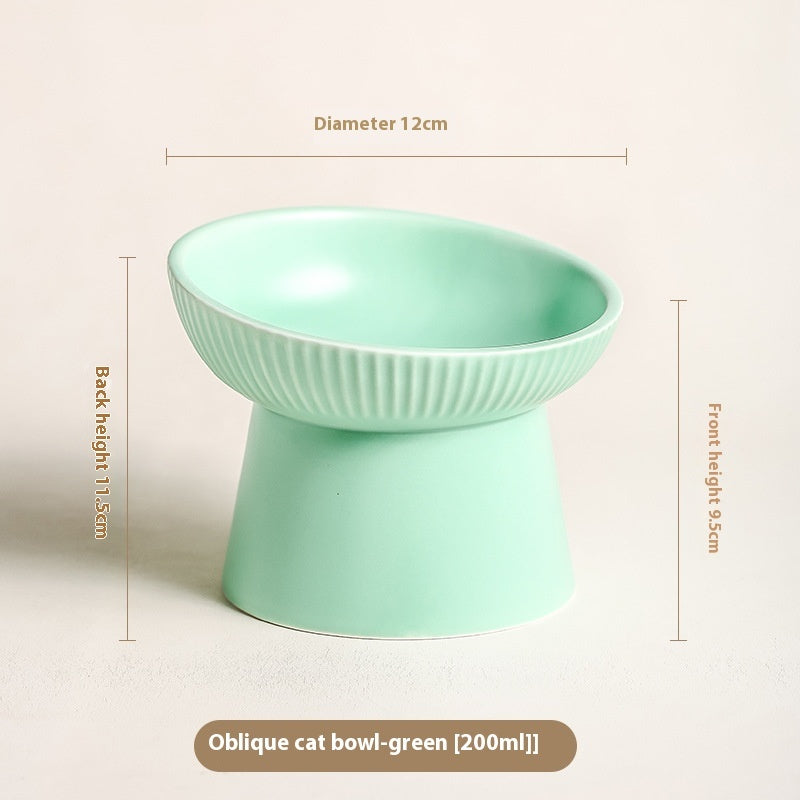 KFX-9328573 Anti-Tumble Porcelain Pet Rice Bowl in Striped Design - Multiple Color Options