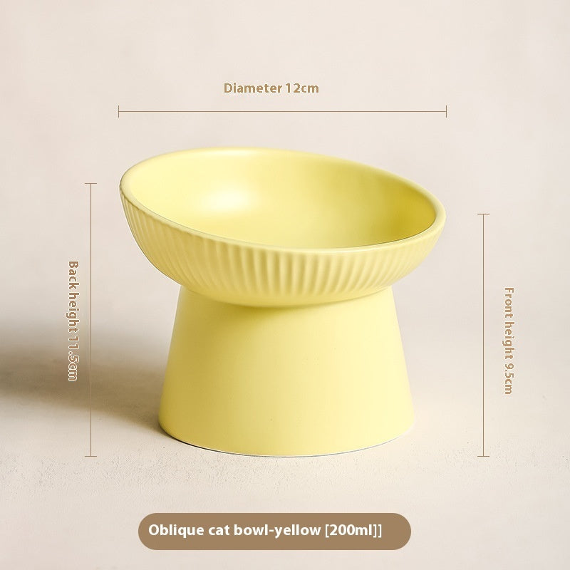 KFX-9328573 Anti-Tumble Porcelain Pet Rice Bowl in Striped Design - Multiple Color Options
