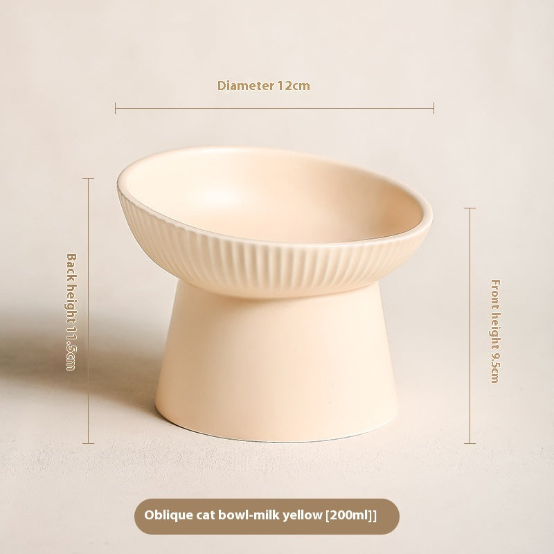 KFX-9328573 Anti-Tumble Porcelain Pet Rice Bowl in Striped Design - Multiple Color Options