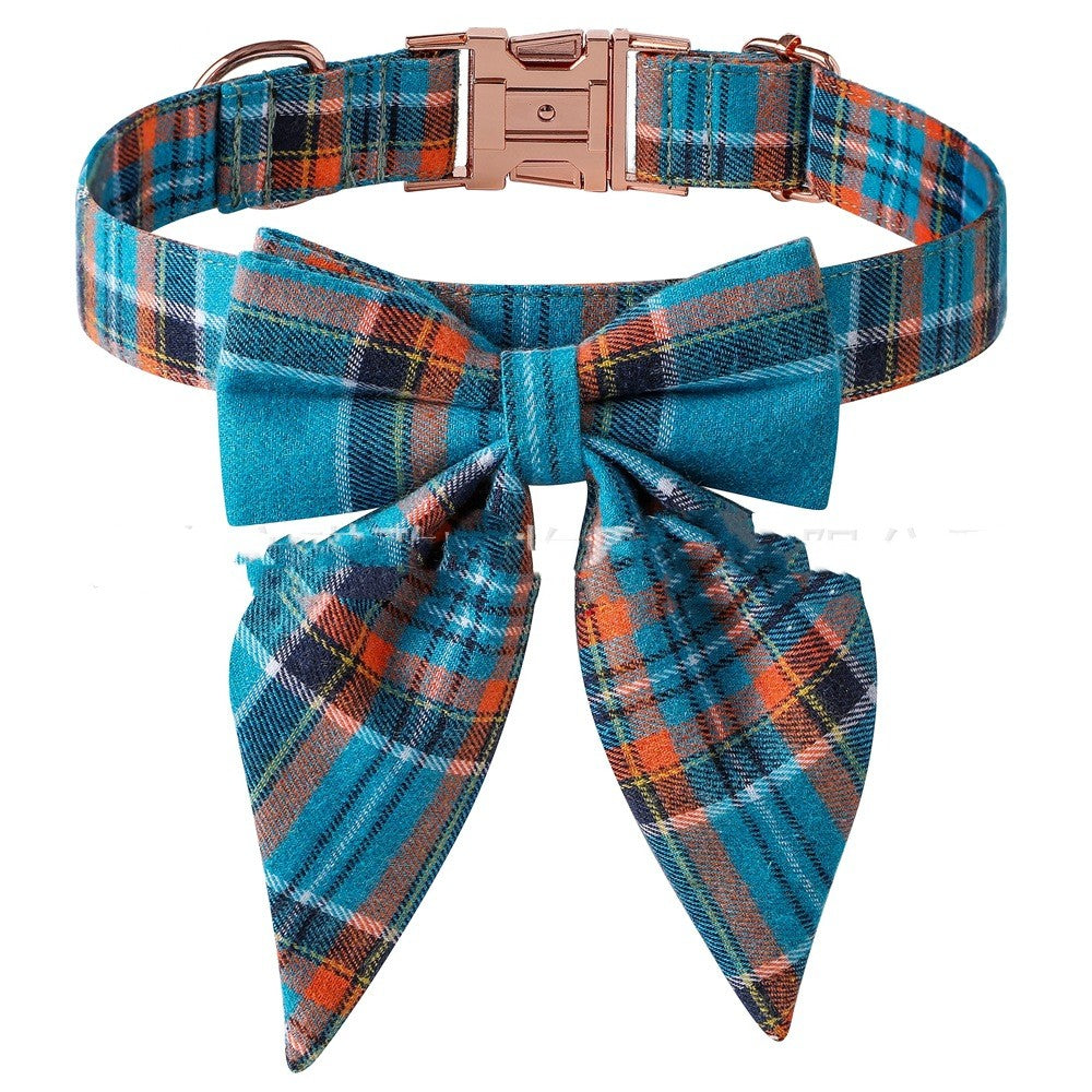 KFX-9330365 Plaid Dog Collar with Adjustable Metal Buckle – Sizes S, M, L