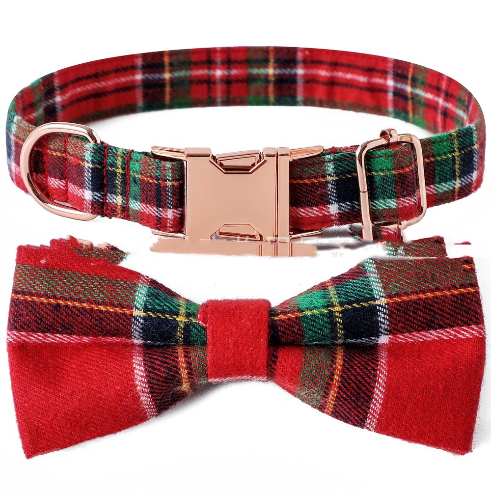 KFX-9330365 Plaid Dog Collar with Adjustable Metal Buckle – Sizes S, M, L