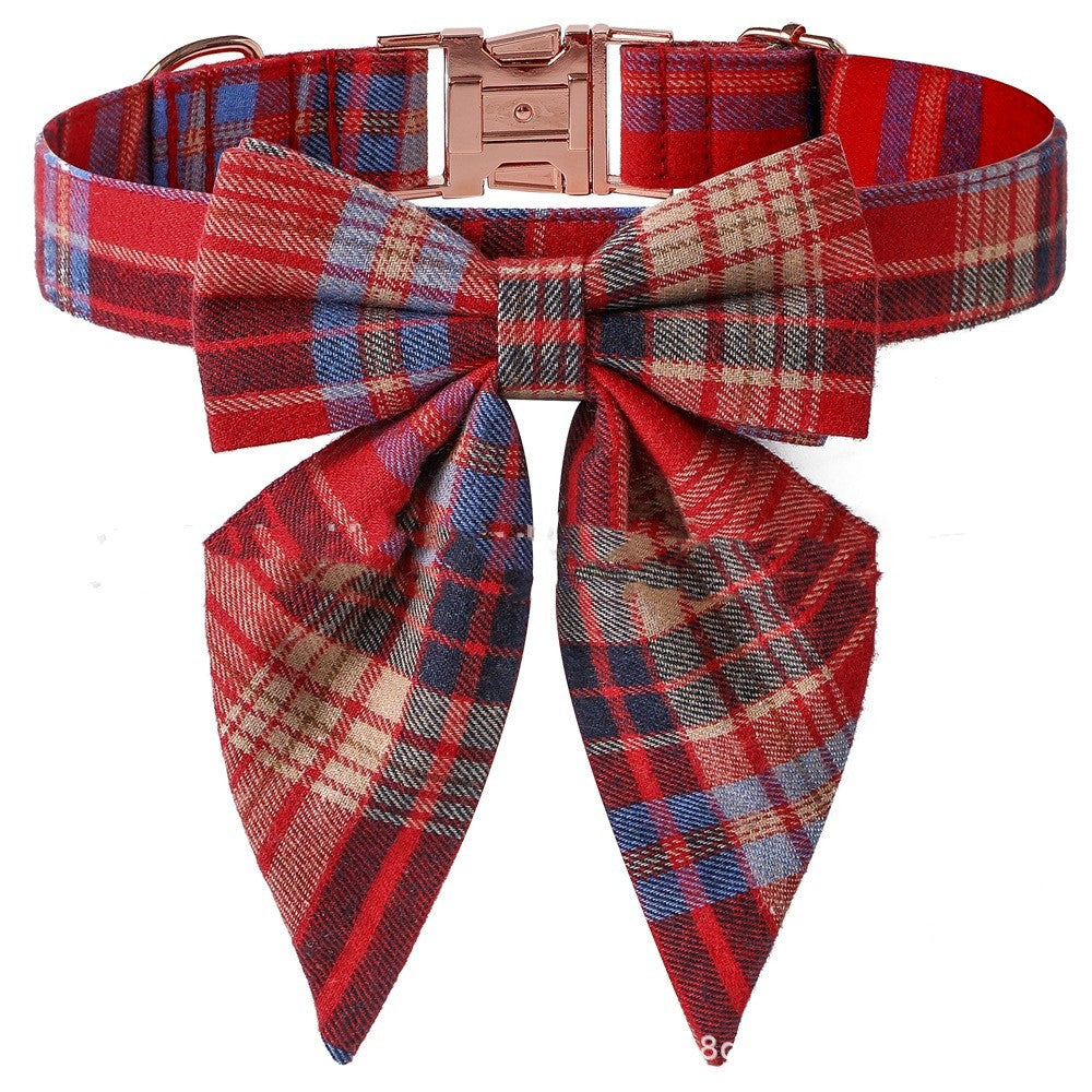 KFX-9330365 Plaid Dog Collar with Adjustable Metal Buckle – Sizes S, M, L
