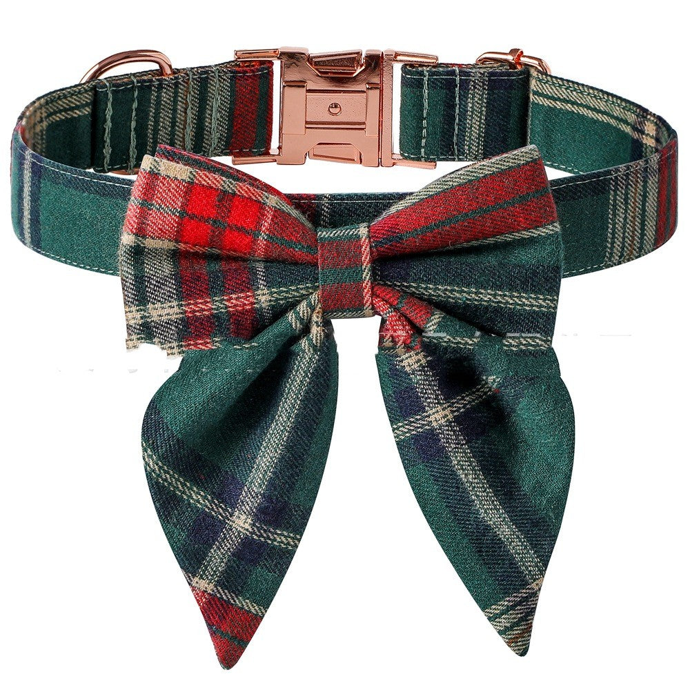 KFX-9330365 Plaid Dog Collar with Adjustable Metal Buckle – Sizes S, M, L