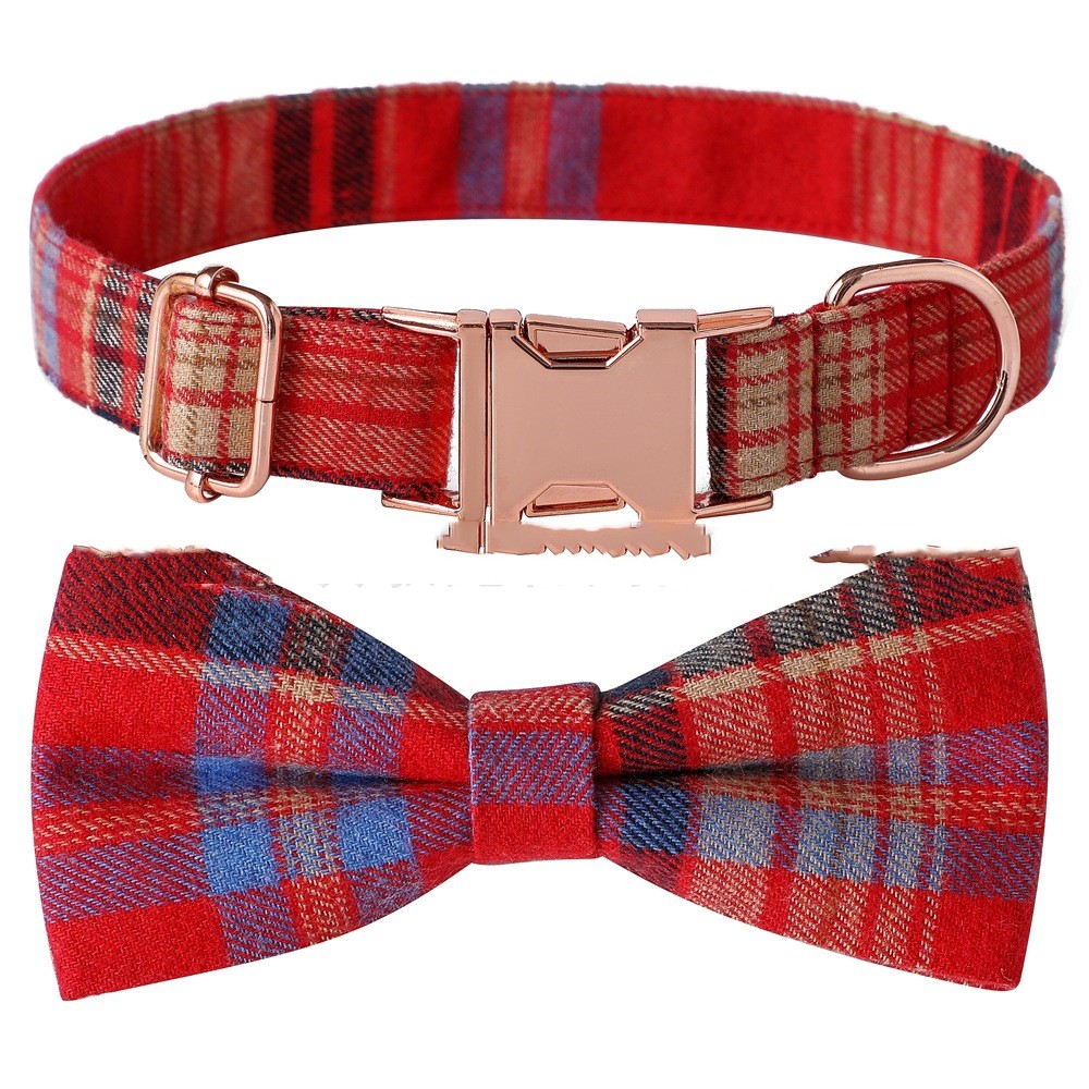 KFX-9330365 Plaid Dog Collar with Adjustable Metal Buckle – Sizes S, M, L