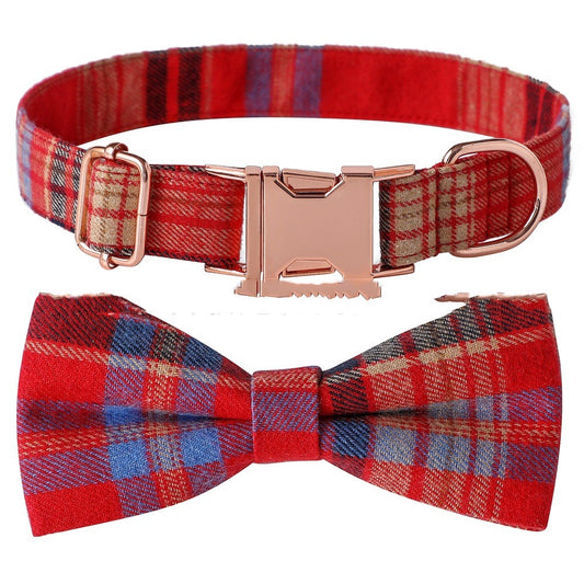 KFX-9330365 Plaid Dog Collar with Adjustable Metal Buckle – Sizes S, M, L
