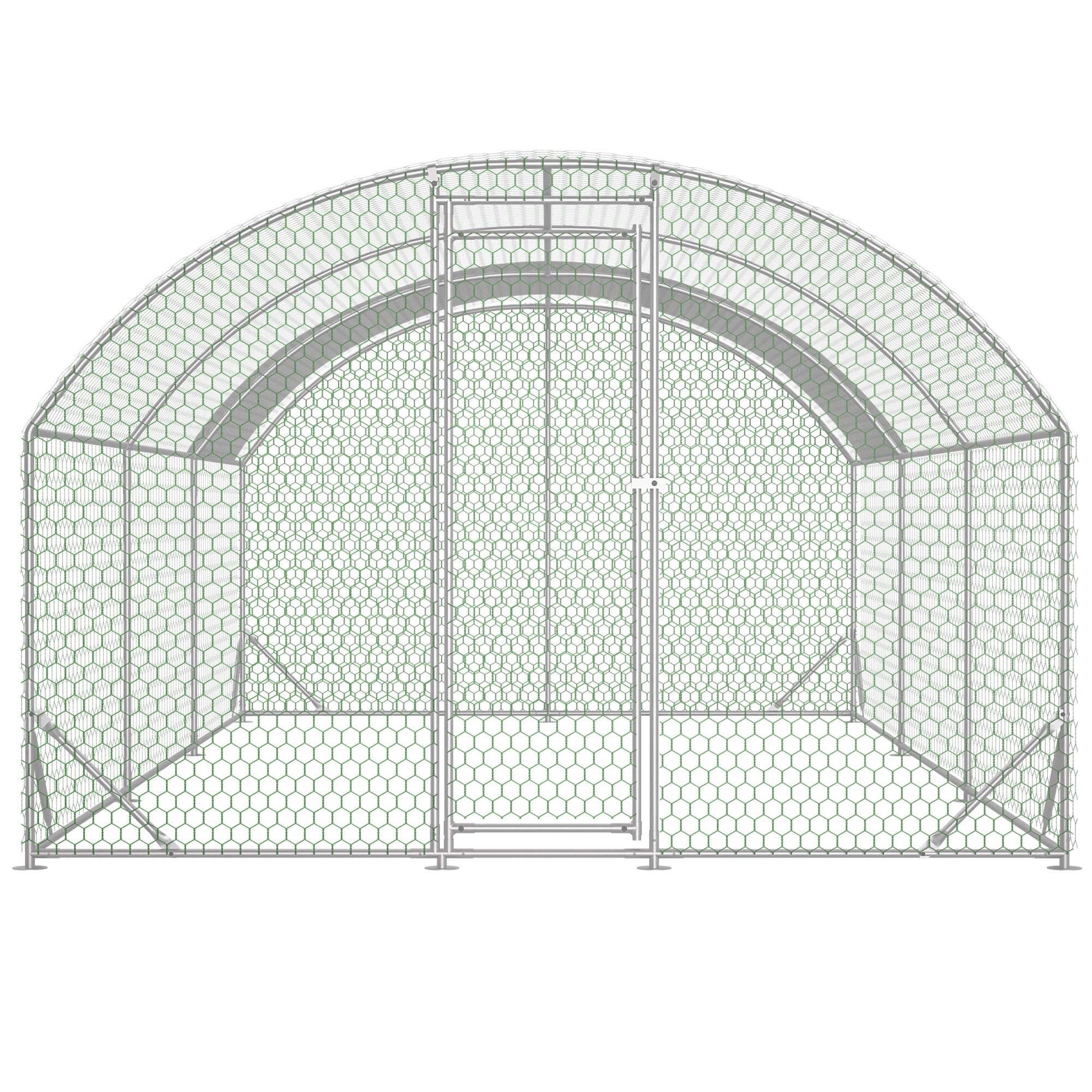KFX-9332029 Large Metal Chicken Coop with Waterproof Dome Cover, Walk-In Design for Outdoor Use - 9.84' x 19.68' x 6.56'