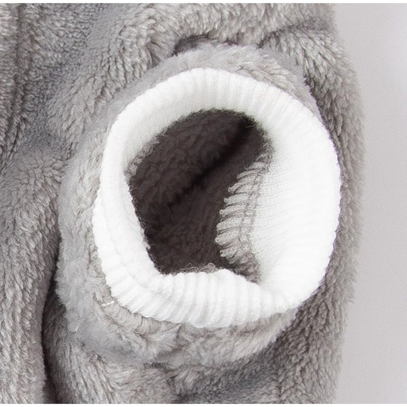 KFX-9332925 Cute Bear Plush Dog Jumpsuit with Leash Ring - Cozy Winter Pet Coat for Small Dogs