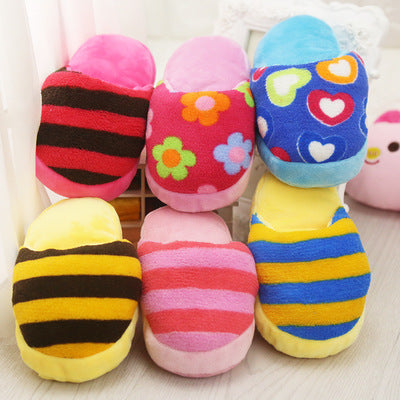 KFX-9334973 Dazzle Color Stripe Slipper with Built-in Sound Toy for Pets - 16cm x 8cm