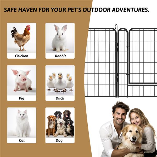 KFX-9335741 Durable Heavy-Duty Metal Pet Fence with Rust-Resistant Coating - Easy Installation and Versatile Shapes