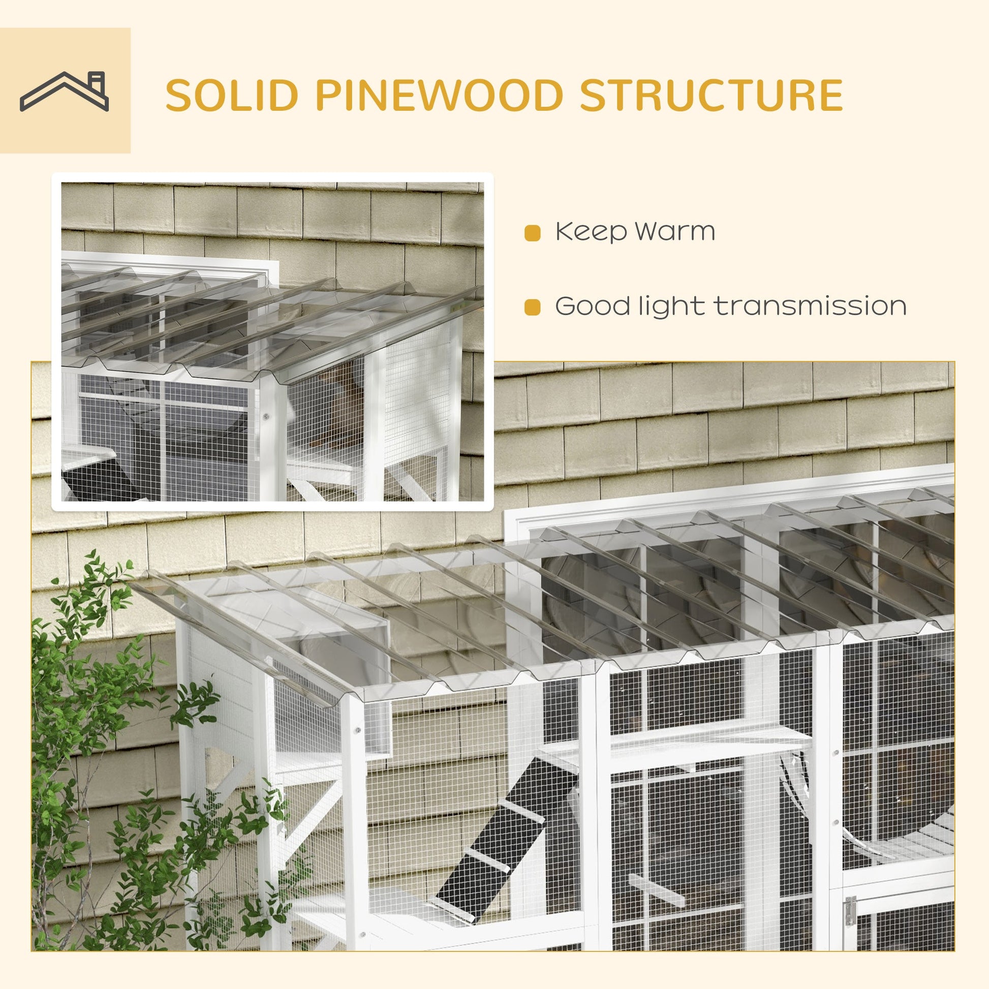 KFX-9338173 Large Cat Catio with Shelves, Bridges, and Ramps - Outdoor Enclosure for Multiple Cats, White