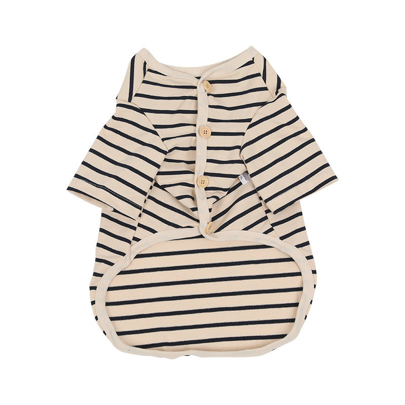 KFX-9339709 Striped Cotton V-Neck Pet Shirt for Dogs - Cozy Leisurewear in Red and Black, Multiple Sizes Available