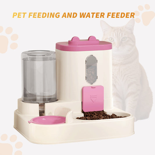 KFX-9339965 Automatic 2-in-1 Cat Food and Water Dispenser with Integrated Feeding System