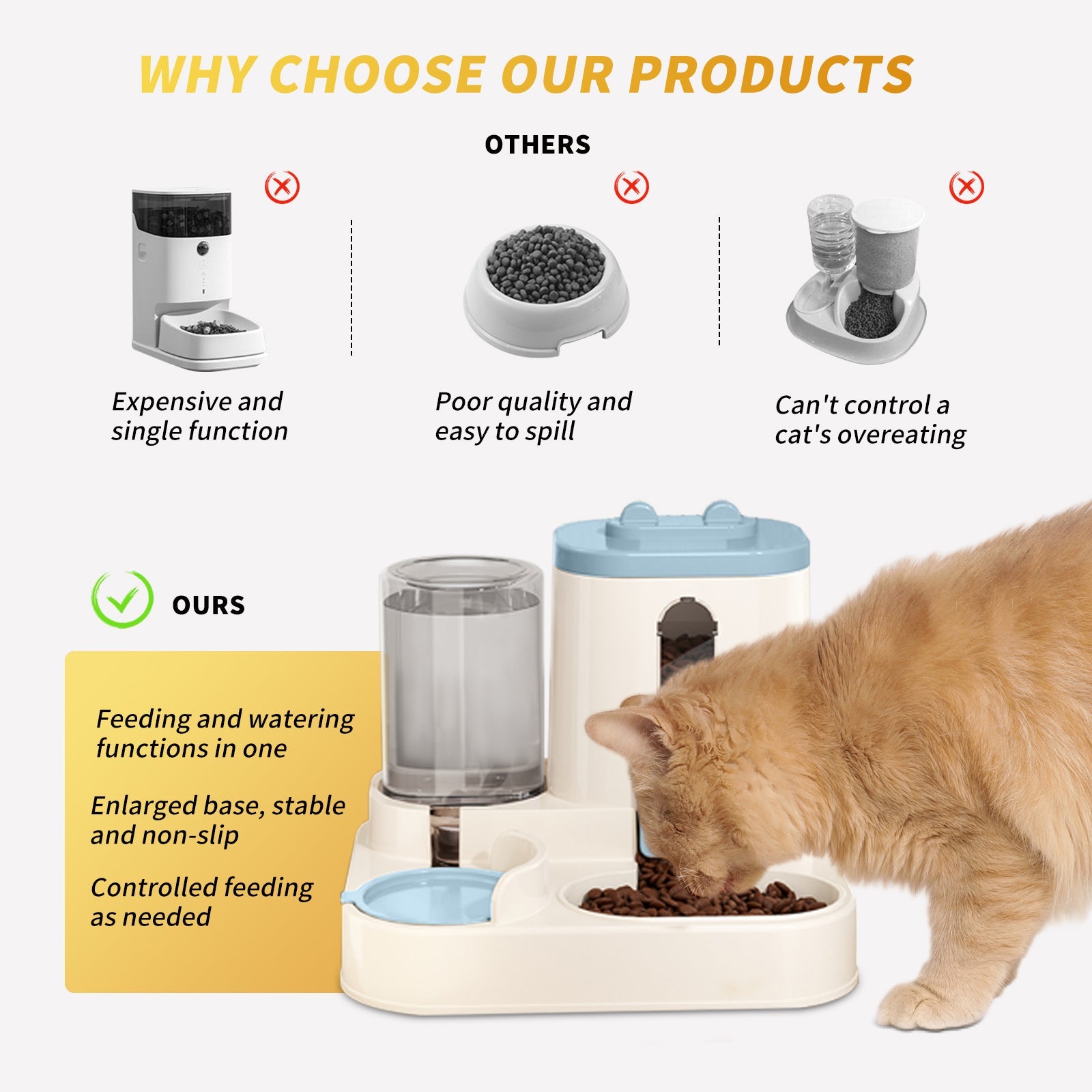 KFX-9339965 Automatic 2-in-1 Cat Food and Water Dispenser with Integrated Feeding System
