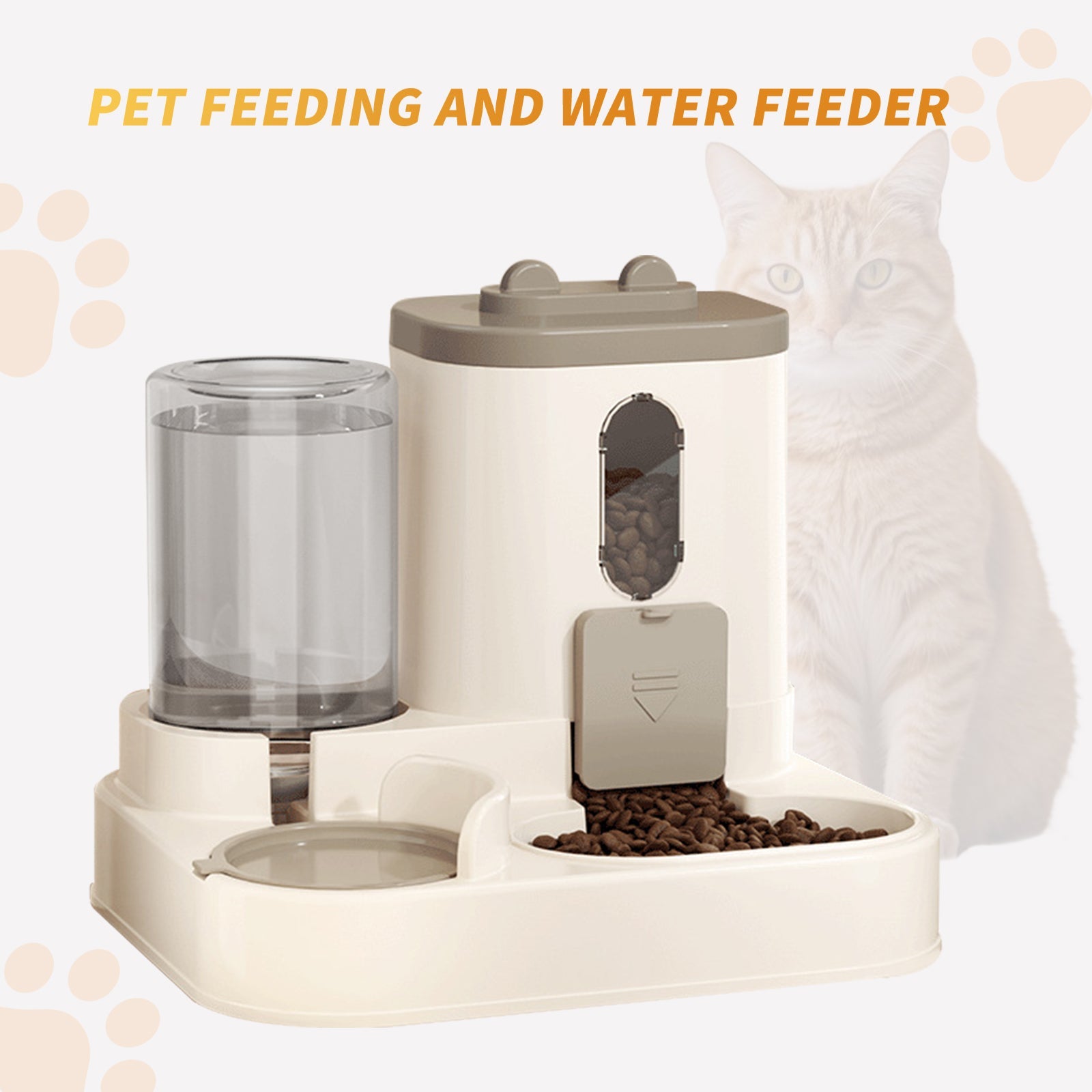 KFX-9339965 Automatic 2-in-1 Cat Food and Water Dispenser with Integrated Feeding System