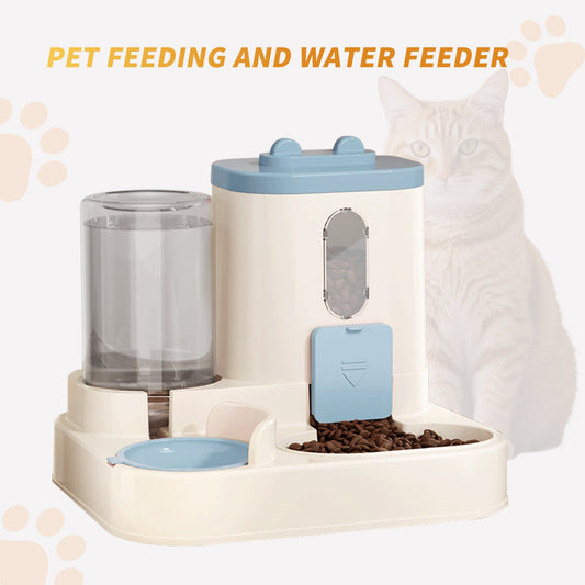 KFX-9339965 Automatic 2-in-1 Cat Food and Water Dispenser with Integrated Feeding System