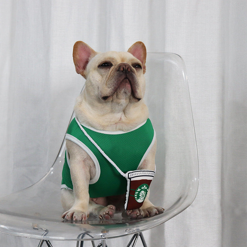 KFX-9340477 Breathable Two-Legged Pet Sunscreen Vest in Green - Comfortable Mesh Design