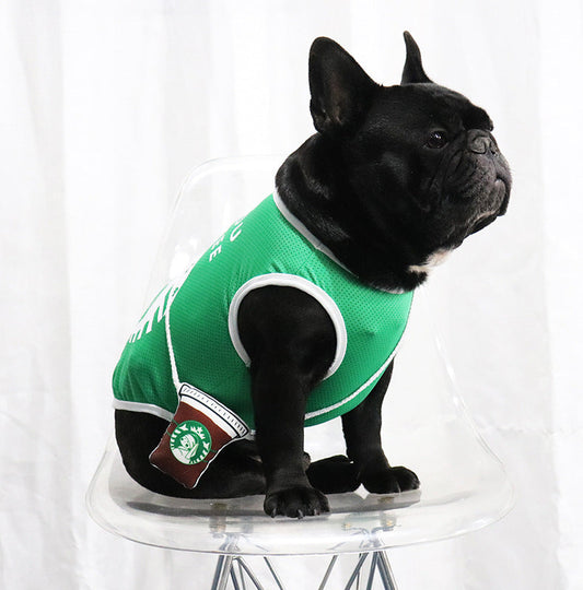 KFX-9340477 Breathable Two-Legged Pet Sunscreen Vest in Green - Comfortable Mesh Design