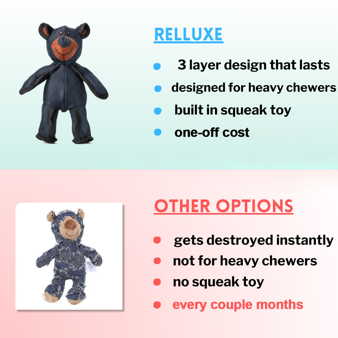 KFX-9341501 Durable Bite-Resistant Plush Bear Toy for Dogs - Dark Blue Oxford Cloth