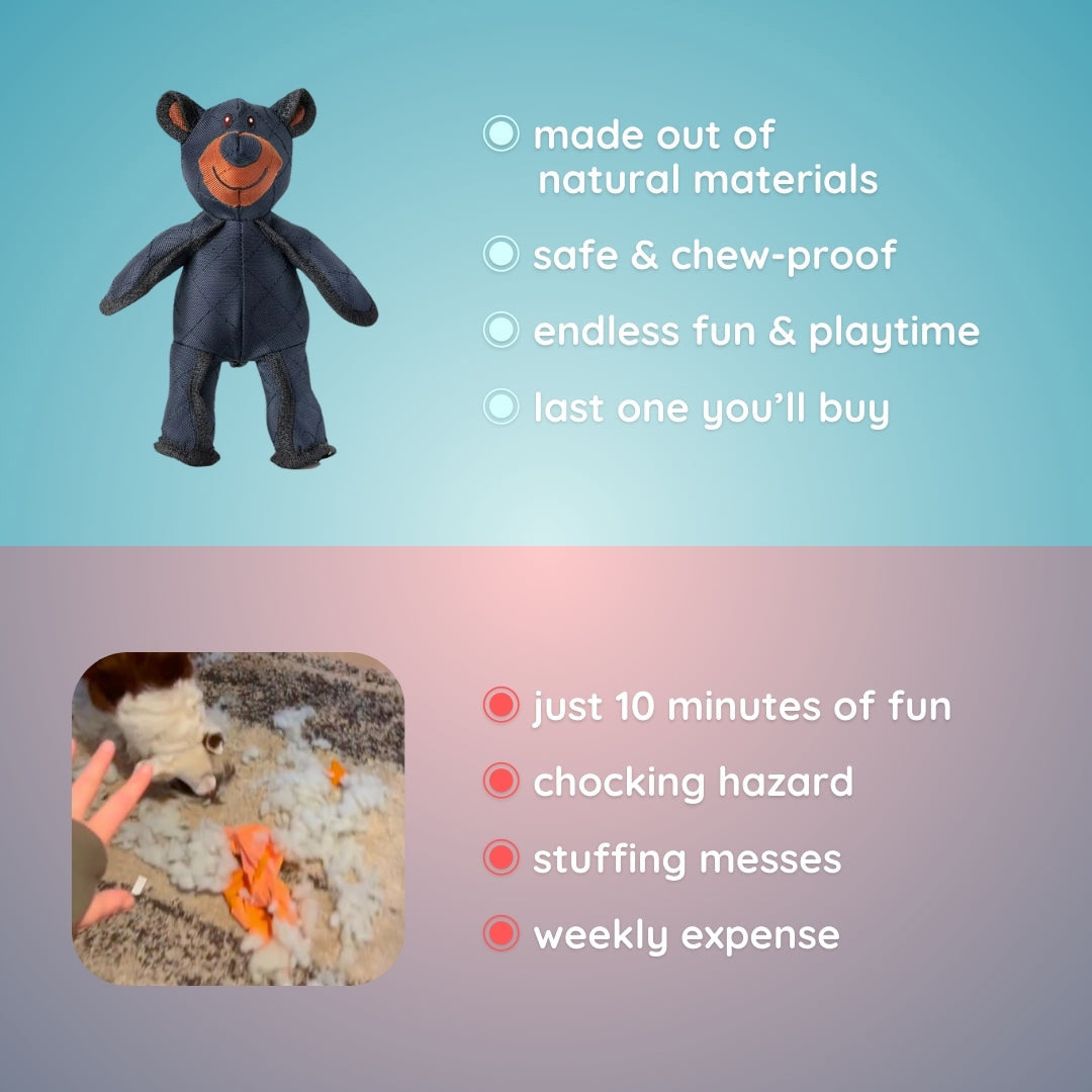 KFX-9341501 Durable Bite-Resistant Plush Bear Toy for Dogs - Dark Blue Oxford Cloth