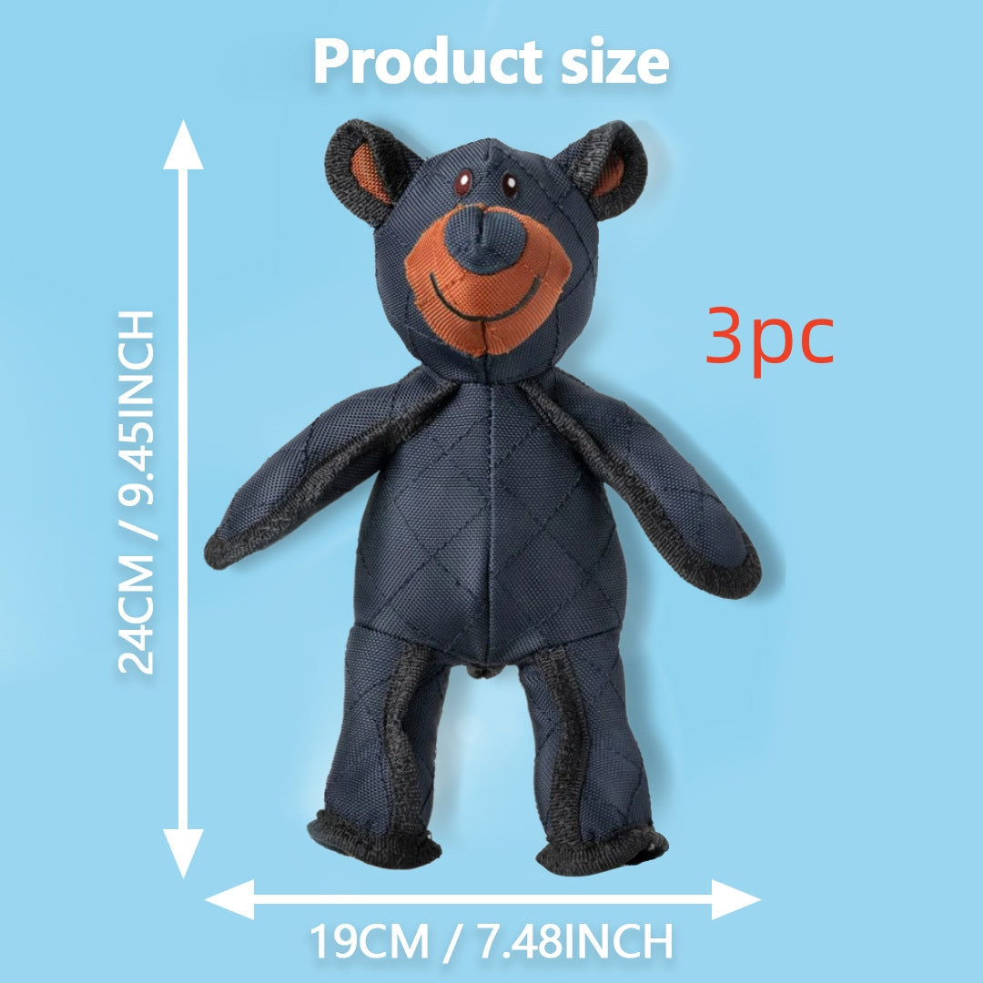 KFX-9341501 Durable Bite-Resistant Plush Bear Toy for Dogs - Dark Blue Oxford Cloth