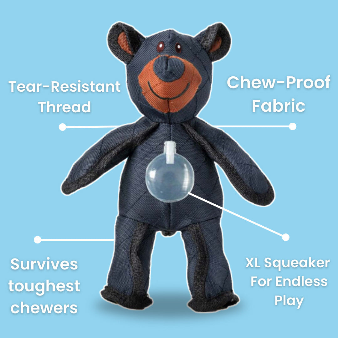 KFX-9341501 Durable Bite-Resistant Plush Bear Toy for Dogs - Dark Blue Oxford Cloth