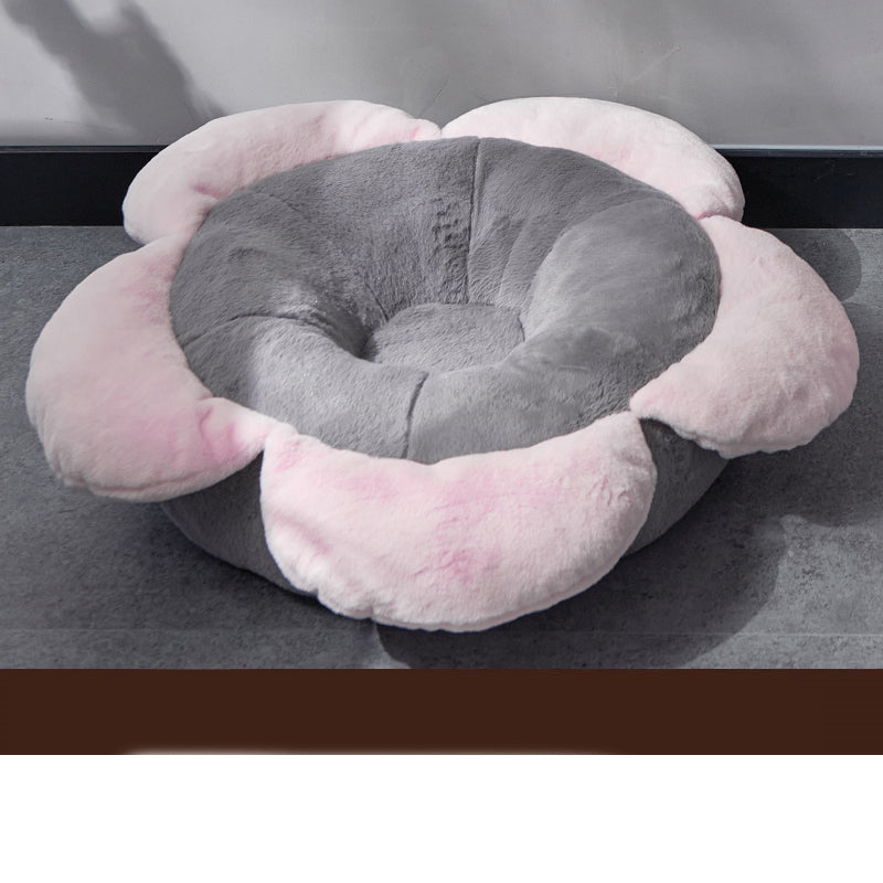 KFX-9343933 Removable Washable Flower Nest for Pets - Soft Short Plush, Gray Green, Multiple Sizes