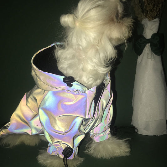 KFX-9344317 Reflective Black Cotton Jacket for Pets - Thickened Fashionable Rash Coat