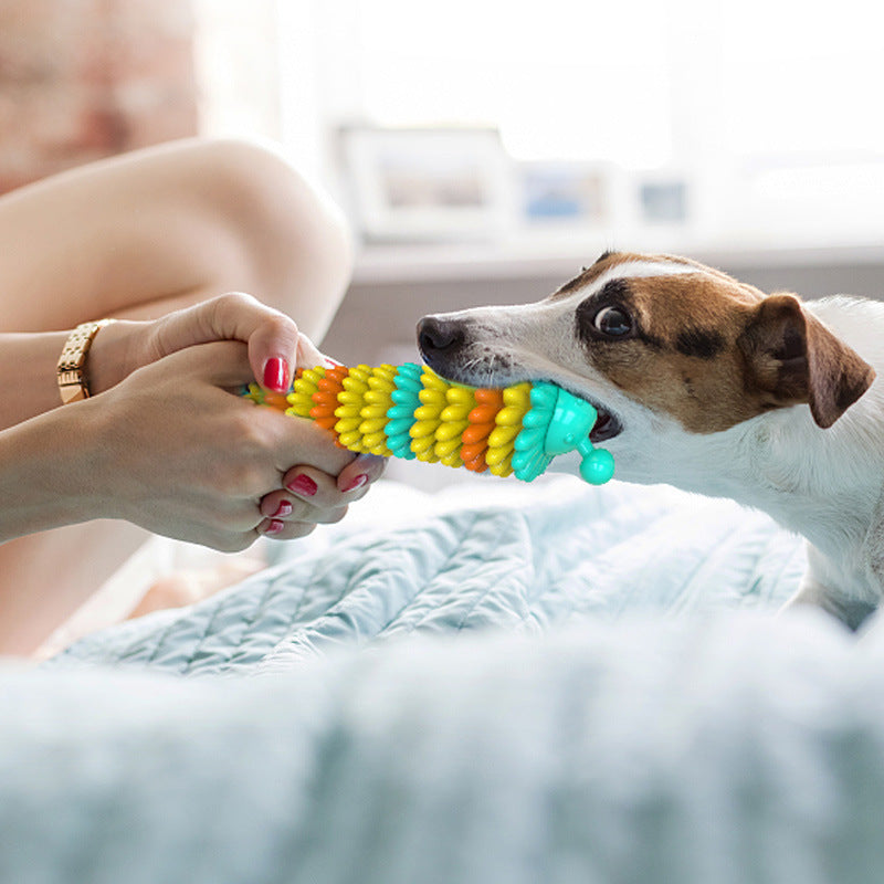 KFX-9344701 Natural Rubber Dog Toothbrush with Serrated Molar Bumps for Effective Teeth Cleaning