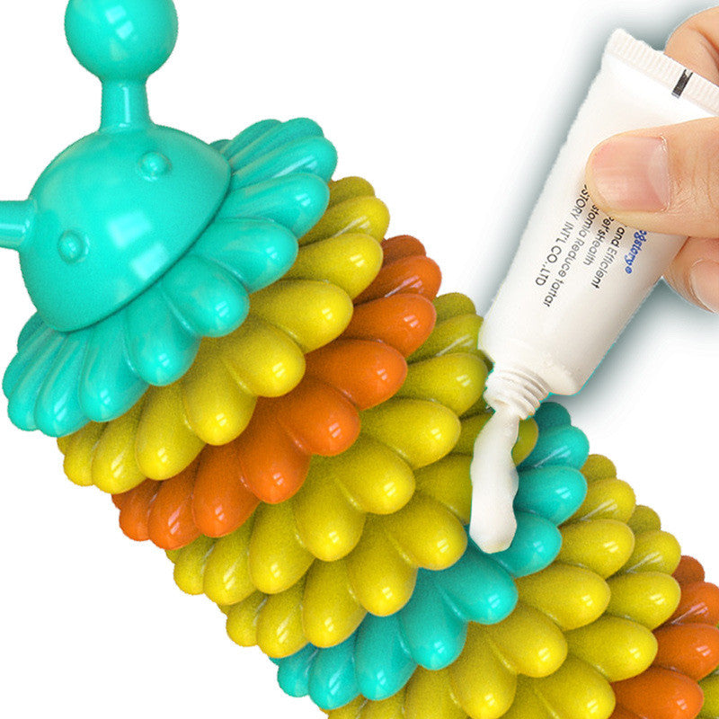 KFX-9344701 Natural Rubber Dog Toothbrush with Serrated Molar Bumps for Effective Teeth Cleaning