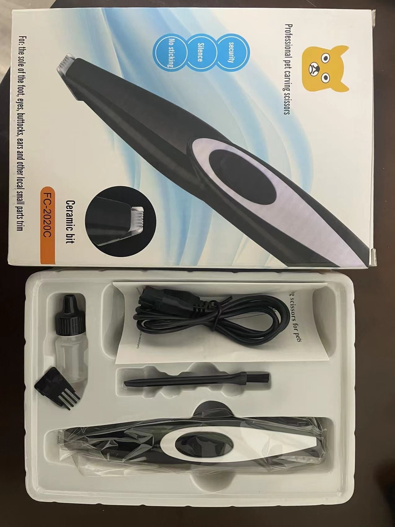 KFX-9345469 Pet Hair Clipper for Cats and Dogs - Rechargeable Electric Shaver, ABS Plastic, 6.5W Power