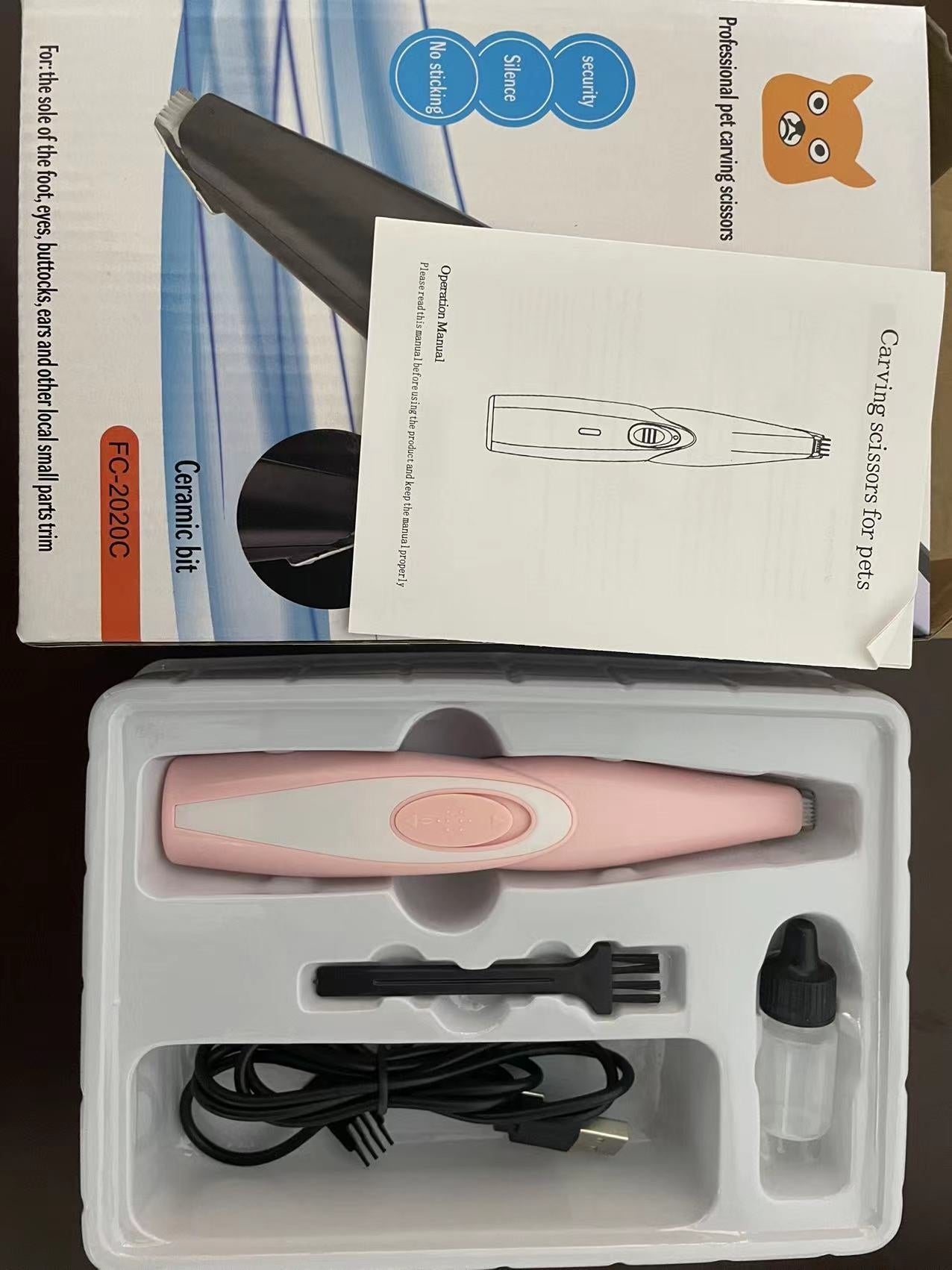 KFX-9345469 Pet Hair Clipper for Cats and Dogs - Rechargeable Electric Shaver, ABS Plastic, 6.5W Power