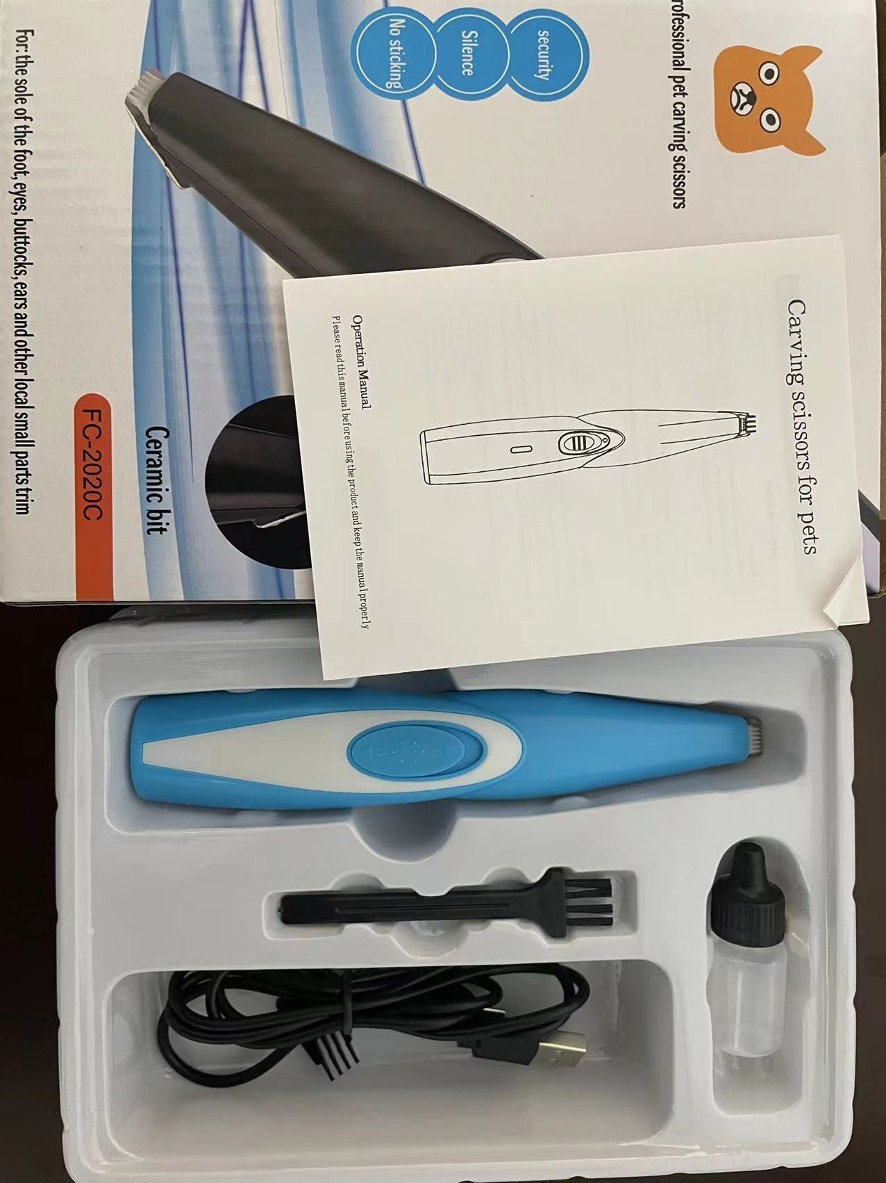 KFX-9345469 Pet Hair Clipper for Cats and Dogs - Rechargeable Electric Shaver, ABS Plastic, 6.5W Power