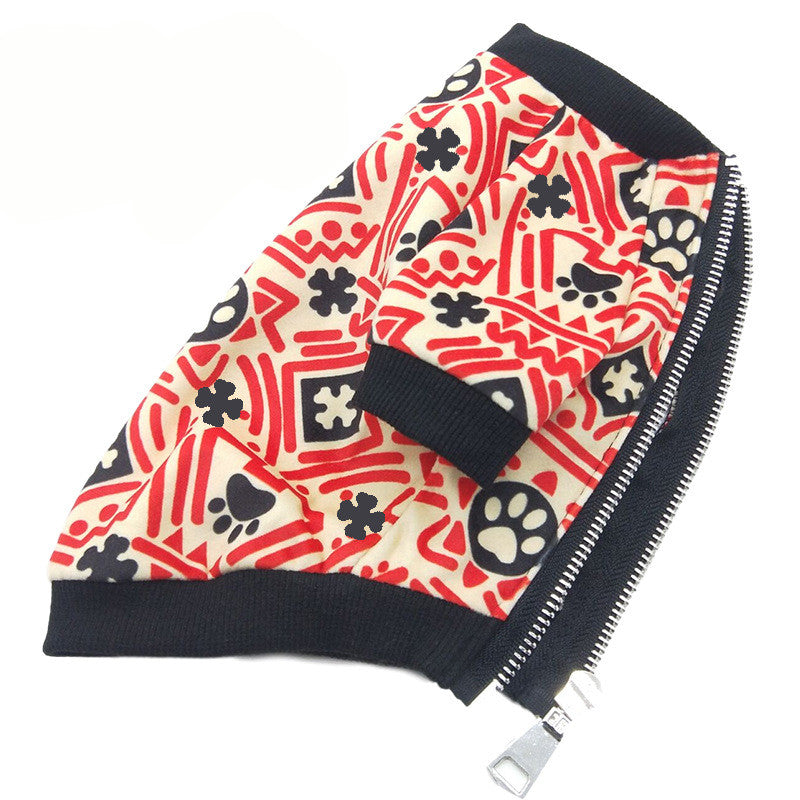KFX-9346237 Cozy Acrylic Christmas Print Teddy Clothes for Dogs - Spring and Autumn Styles