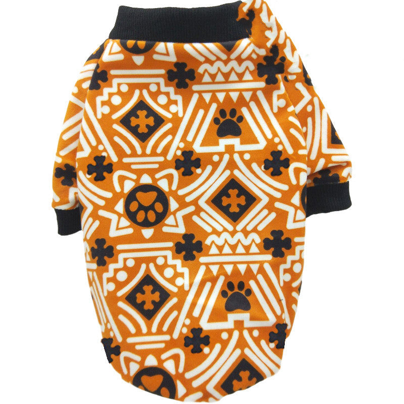 KFX-9346237 Cozy Acrylic Christmas Print Teddy Clothes for Dogs - Spring and Autumn Styles