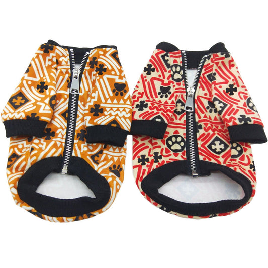KFX-9346237 Cozy Acrylic Christmas Print Teddy Clothes for Dogs - Spring and Autumn Styles