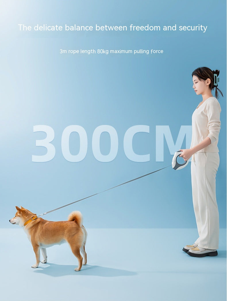 KFX-9349437 Automatic Retractable Dog Leash with Luminous Features - 3m, Available in Pearl White, Mint Green, and Monica