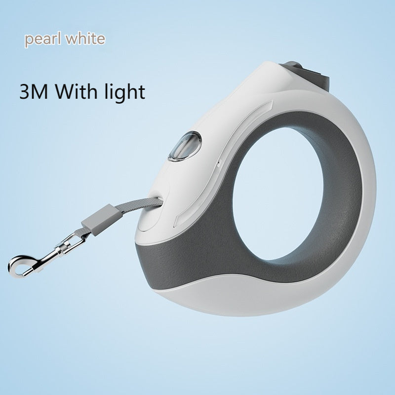 KFX-9349437 Automatic Retractable Dog Leash with Luminous Features - 3m, Available in Pearl White, Mint Green, and Monica