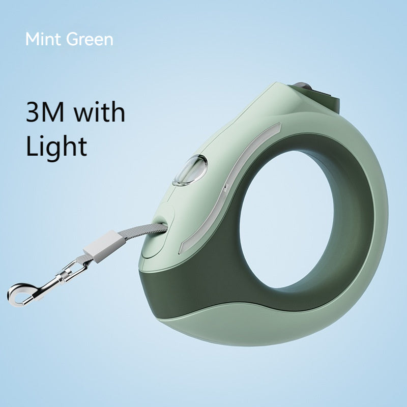KFX-9349437 Automatic Retractable Dog Leash with Luminous Features - 3m, Available in Pearl White, Mint Green, and Monica