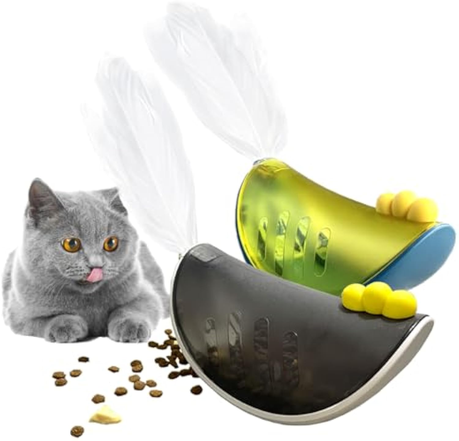 KFX-9352893 Interactive Cat Puzzle Feeder Toy - Rocking Chicken Snack Dispenser for Indoor Cats