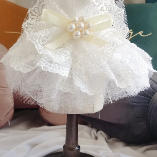 KFX-9353789 Elegant Dog Wedding White Dress Skirt - Polyester, Universal Fit, Multiple Sizes Available