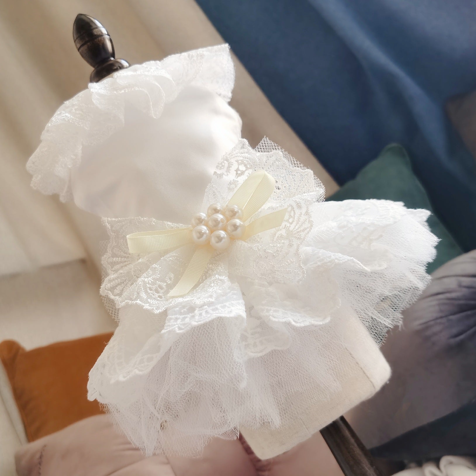 KFX-9353789 Elegant Dog Wedding White Dress Skirt - Polyester, Universal Fit, Multiple Sizes Available