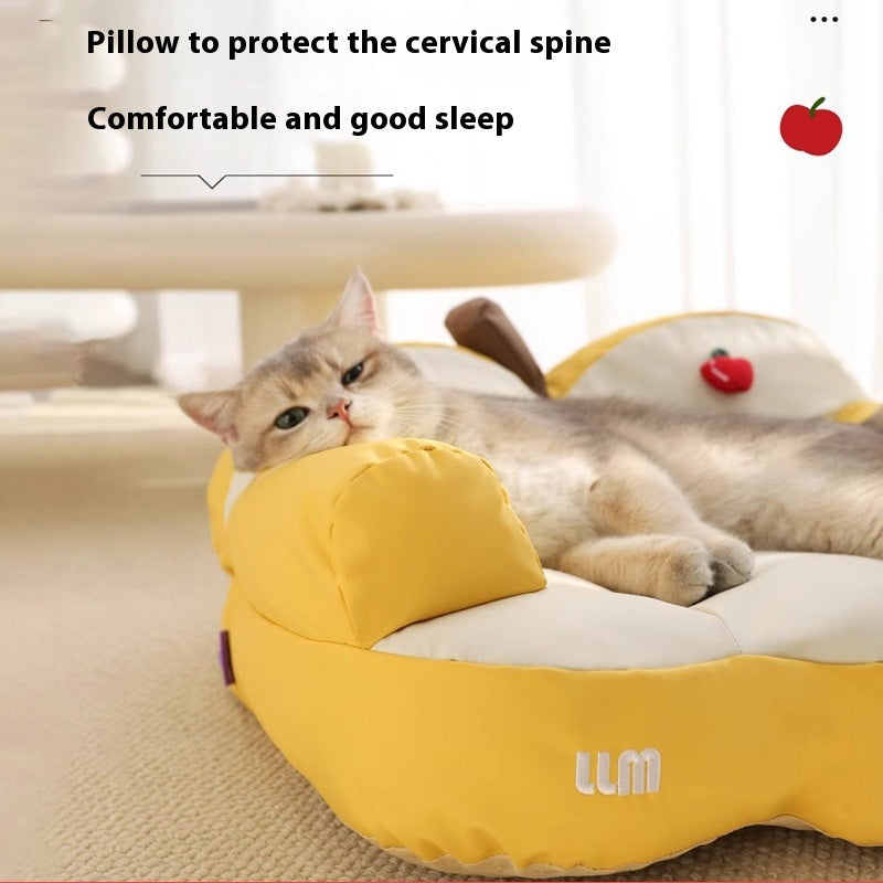 KFX-9355453 Four Seasons Universal Cat Nest - Apple Sofa in Yellow/Green for Small Pets