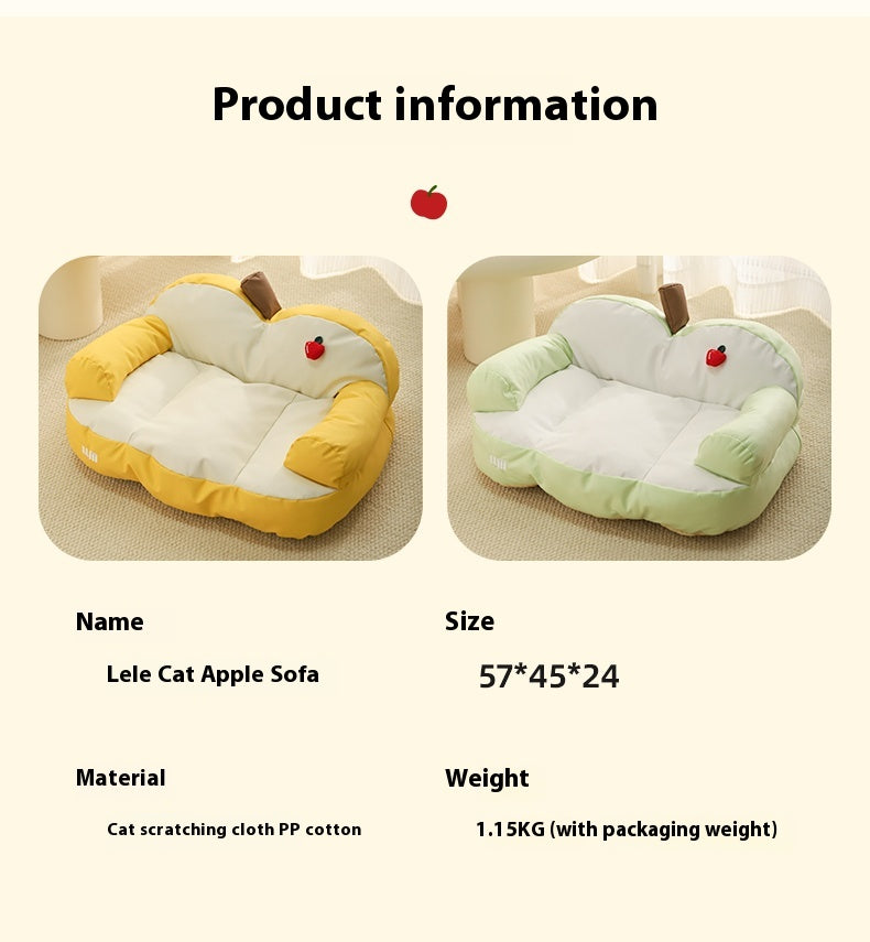 KFX-9355453 Four Seasons Universal Cat Nest - Apple Sofa in Yellow/Green for Small Pets