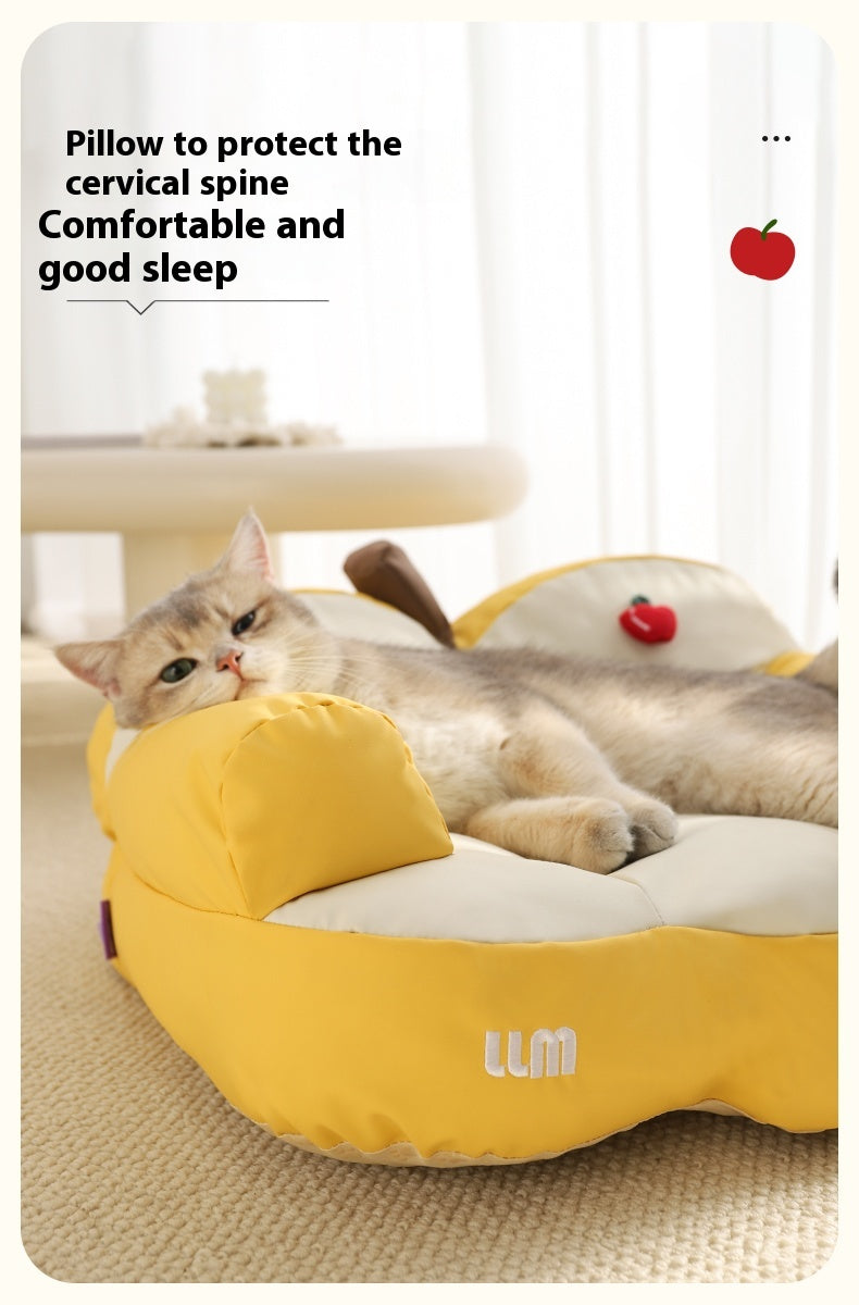 KFX-9355453 Four Seasons Universal Cat Nest - Apple Sofa in Yellow/Green for Small Pets