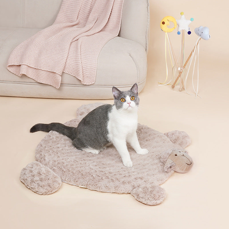 KFX-9357245 Cozy Cloth Pet Sleeping Mat for Cats and Dogs - Milk and Milk Tea Colors, 70x60cm