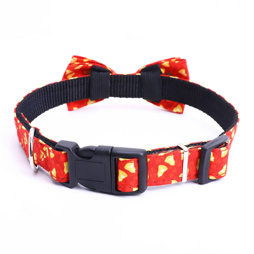 KFX-9357373 Christmas Themed Bow Collar for Medium and Large Dogs - Red and Green with Bell