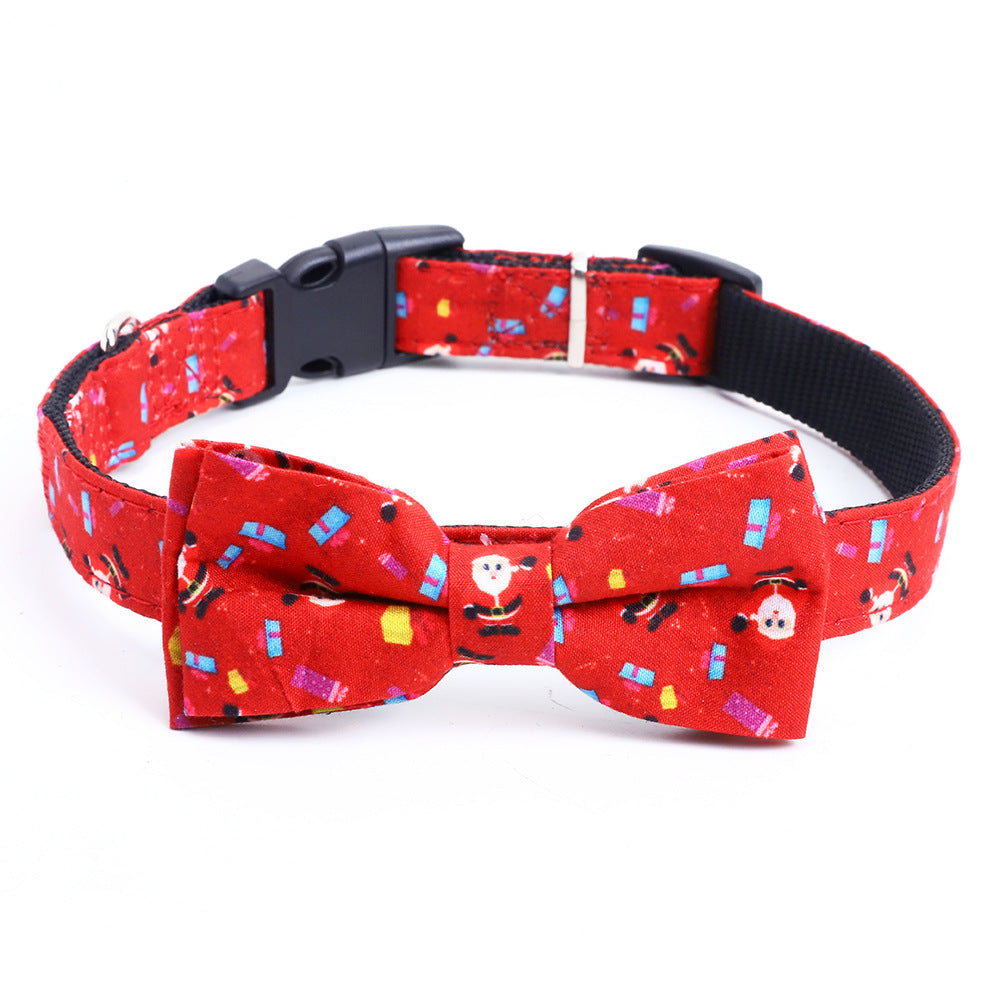 KFX-9357373 Christmas Themed Bow Collar for Medium and Large Dogs - Red and Green with Bell