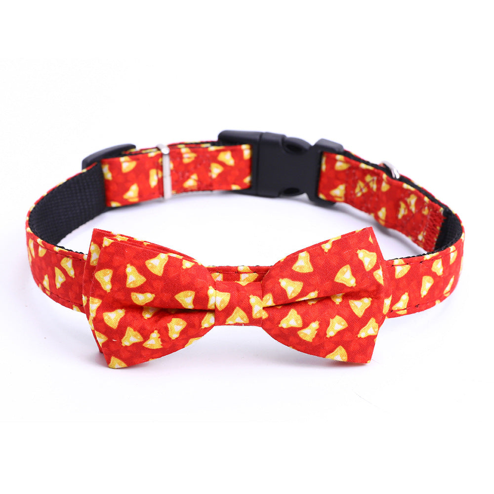 KFX-9357373 Christmas Themed Bow Collar for Medium and Large Dogs - Red and Green with Bell