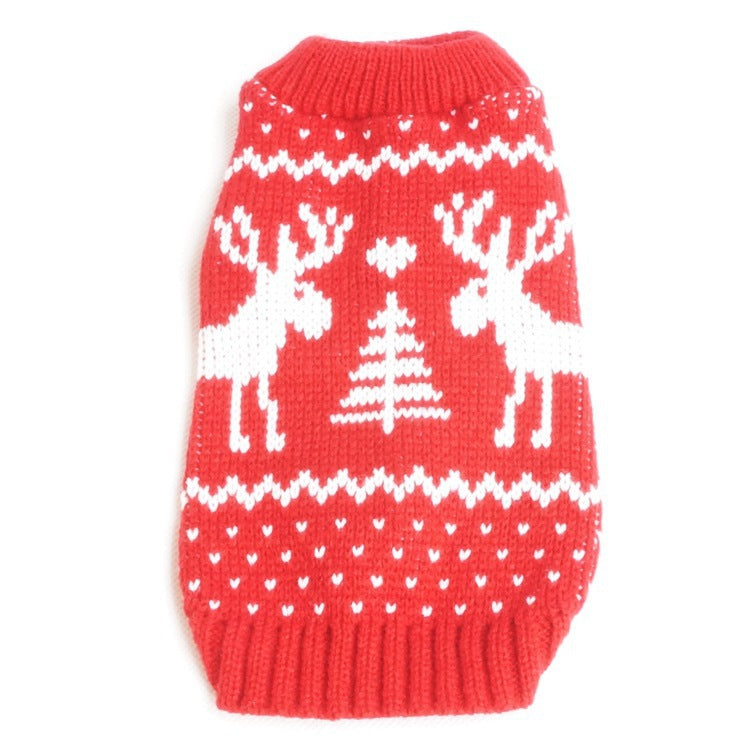 KFX-9359165 Christmas-themed Reindeer Dog Sweater in Blue and Red for Small to XXL Sizes